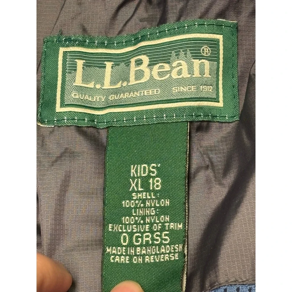 LL‎ Bean Gore Tex Kids XL 18 Blue Navy Hooded Waterproof Rain Jacket